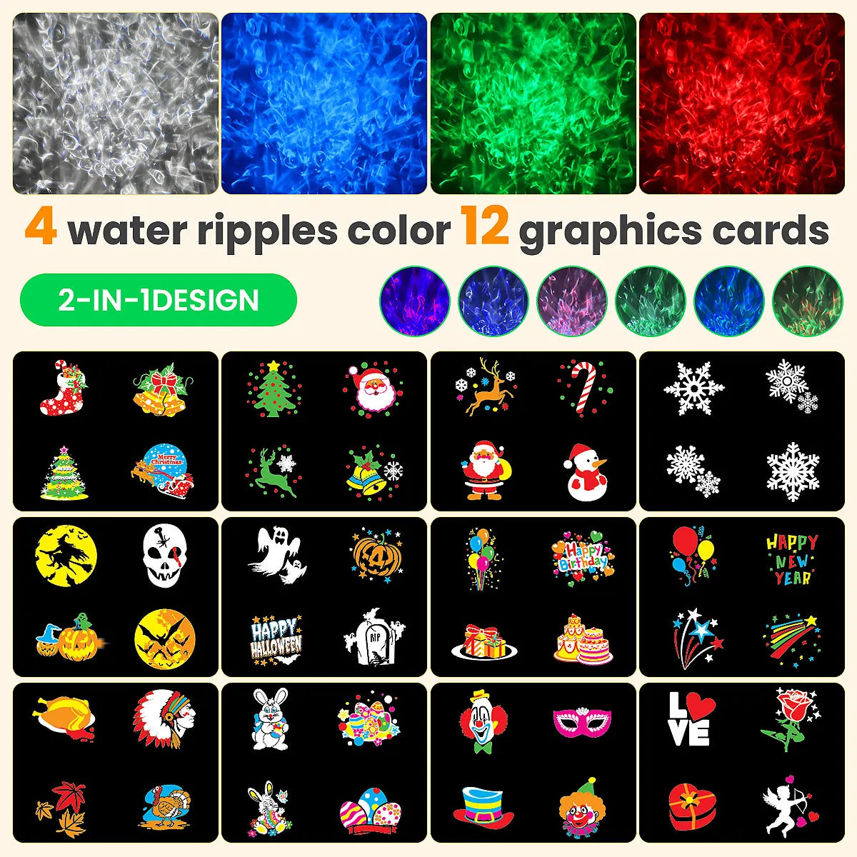 🌊 2v1 Duální Projektor: Oceán a Sváteční Magie!